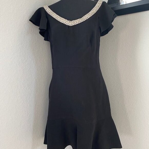 NWT RACHEL ZOE Fifi Beaded Fit & Flare Black Dress 10 - Picture 3 of 16